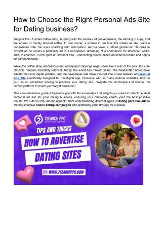 How to Choose the Right Personal Ads Site for Dating business?