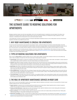 The Ultimate Guide to Roofing Solutions for Apartments