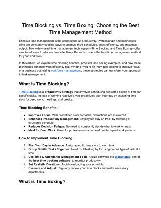 Time Blocking vs. Time Boxing