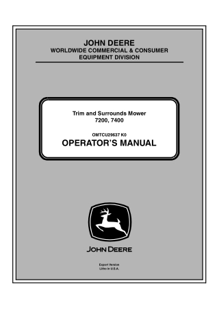 John Deere 7400 Trim and Surrounds Mower Operator’s Manual Instant Download (PIN. 040001-) (Publication No.OMTCU29637)