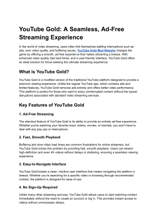 YouTube Gold_ A Seamless, Ad-Free Streaming Experience