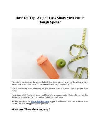 How Do Top Weight Loss Shots Melt Fat in Tough Spots