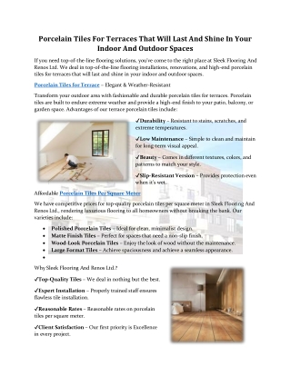 Porcelain Tiles For Terraces That Will Last And Shine In Your Indoor And Outdoor