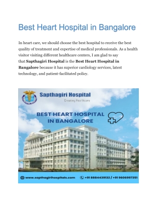 Best Heart Hospital in Bangalore