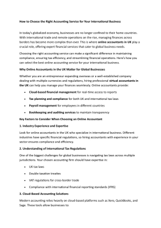 How to Choose Online Accountants in UK for Global Business