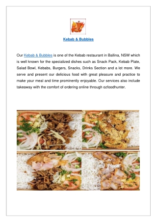 Kebab and Bubbles Menu – Best Kebabs in Ballina, Order Now