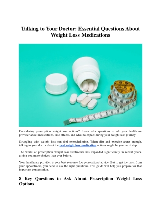 Talking to Your Doctor Essential Questions About Weight Loss Medications