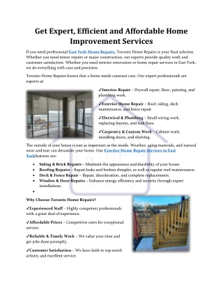 Get Expert, Efficient and Affordable Home Improvement Services