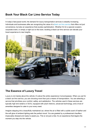 Book Your Black Car Limo Service Today