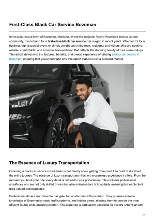 First-Class Black Car Service Bozeman