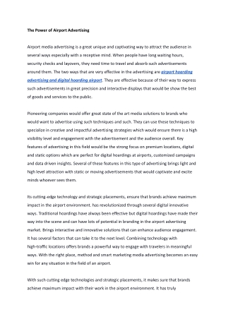 The Power of Airport Advertising