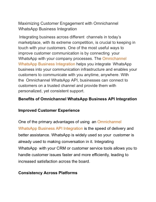 Maximizing Customer Engagement with Omnichannel WhatsApp Business Integration