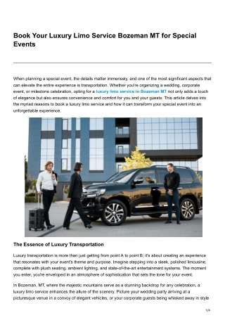 Book Your Luxury Limo Service Bozeman MT for Special Events