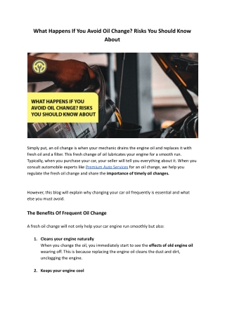 What Happens If You Avoid Oil Change_ Risks You Should Know About