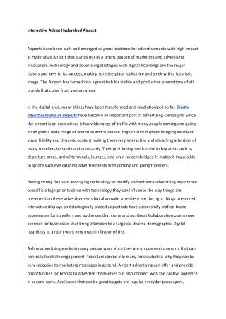 Interactive Ads on Hyderabad Airport