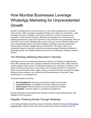 How Mumbai Businesses Leverage WhatsApp Marketing for Unprecedented Growth