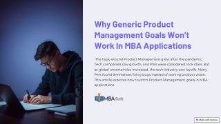 MBA Applications & Product Management: The Pitfalls of Generic Career Goals