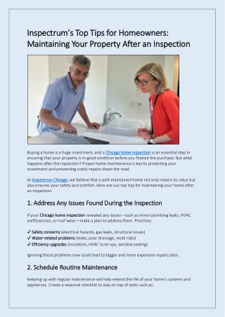 Inspectrum’s Top Tips for Homeowners Maintaining Your Property After an Inspection