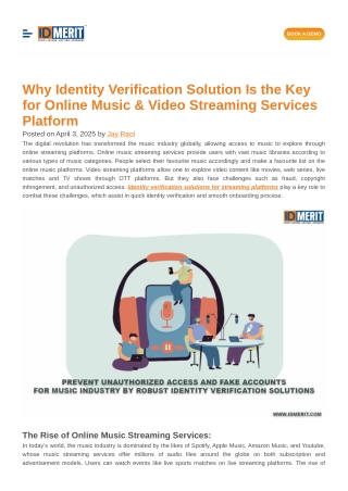 Identity Verification For Online Music & Video Streaming Services
