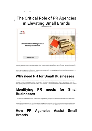 How PR Agencies Help Small Brands Rise to Success