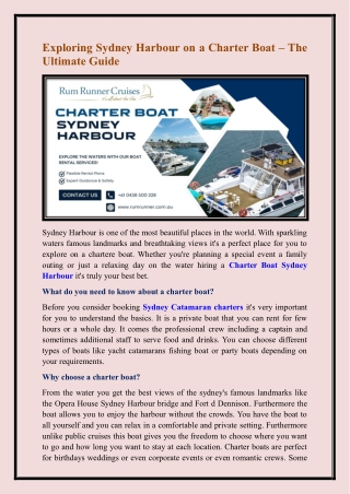 Charter Boat Sydney Harbour