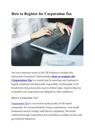 How to Register for Corporation Tax