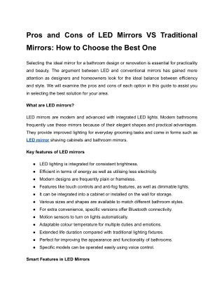 Pros and Cons of LED Mirrors VS Traditional Mirrors: How to Choose the Best One
