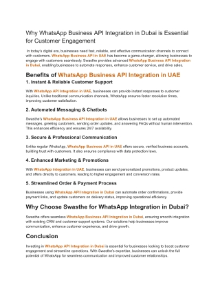 Why WhatsApp Business API Integration in Dubai is Essential for Customer Engagement