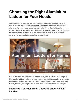 Choosing the Right Aluminium Ladder for Your Needs