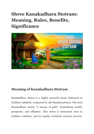Shree Kanakadhara Stotram_ Meaning, Rules, Benefits, Significance