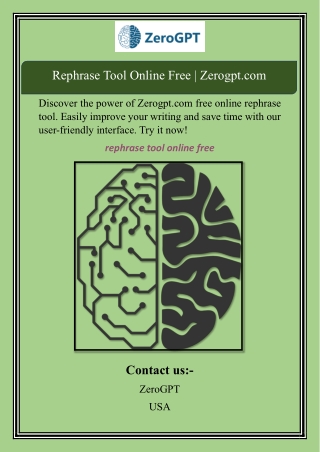 Rephrase Tool Online Free | Zerogpt.com