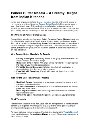 Paneer Butter Masala