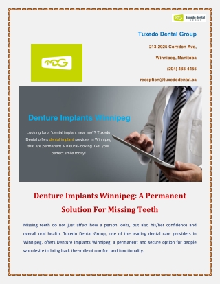Denture Implants Winnipeg A Permanent Solution For Missing Teeth