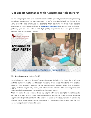 Get Expert Assistance with Assignment Help in Perth