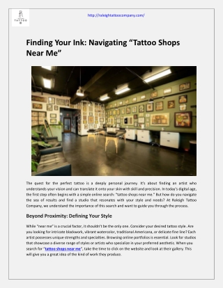 Finding Your Ink: Navigating "Tattoo Shops Near Me"