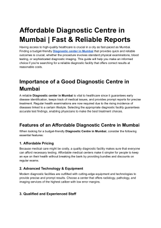 Affordable Diagnostic Centre in Mumbai | Fast & Reliable Reports