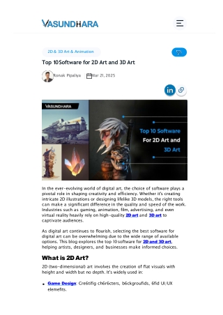 Top 10 Software for 2D Art and 3D Art
