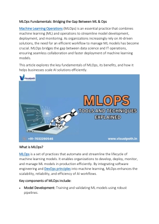 MLOps Online Course - MLOps Training in Hyderabad