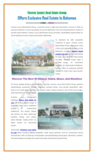 Exclusive Real Estate In Nassau Bahamas