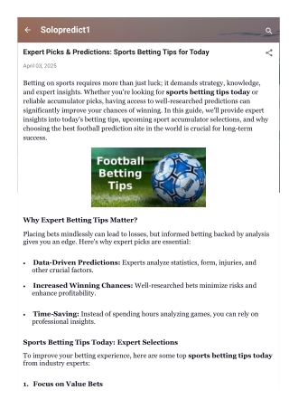 Expert Picks & Predictions: Sports Betting Tips for Today
