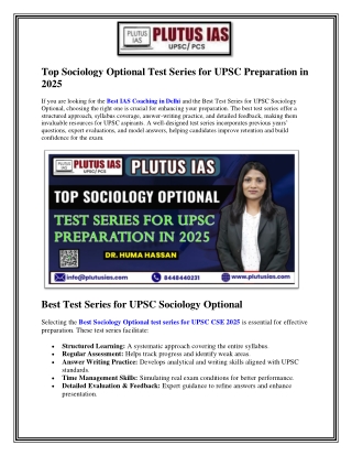 Top Sociology Optional Test Series for UPSC Preparation in 2025