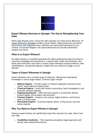 Expert Witness Services in Georgia: The Key to Strengthening Your Case