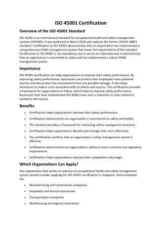 ISO 45001 Requirements