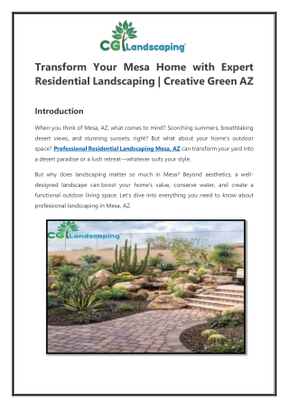 Transform Your Mesa Home with Expert Residential Landscaping