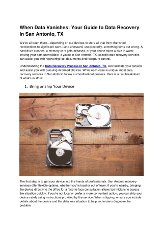 When Data Vanishes Your Guide to Data Recovery in San Antonio TX