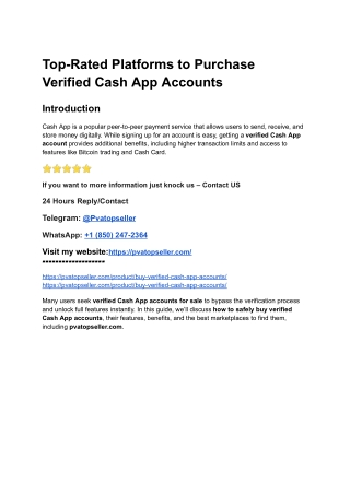 Top-Rated Platforms to Purchase Verified Cash App Accounts