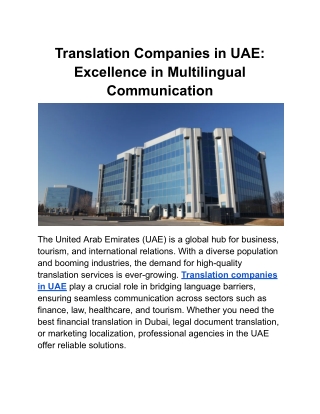Translation Companies in UAE