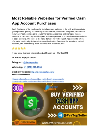 Most Reliable Websites for Verified Cash App Account Purchases