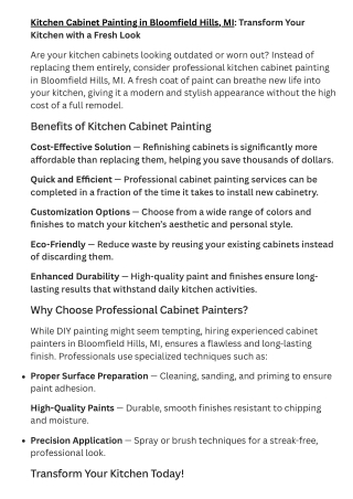 Kitchen Cabinet Painting in Bloomfield Hills, MI Transform Your Kitchen with a Fresh Look