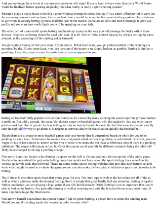 A Sports Betting System That Has Got The Odds Makers Running Scared